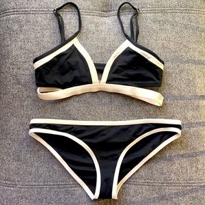 l*space Black and Cream Triangle Bikini Set